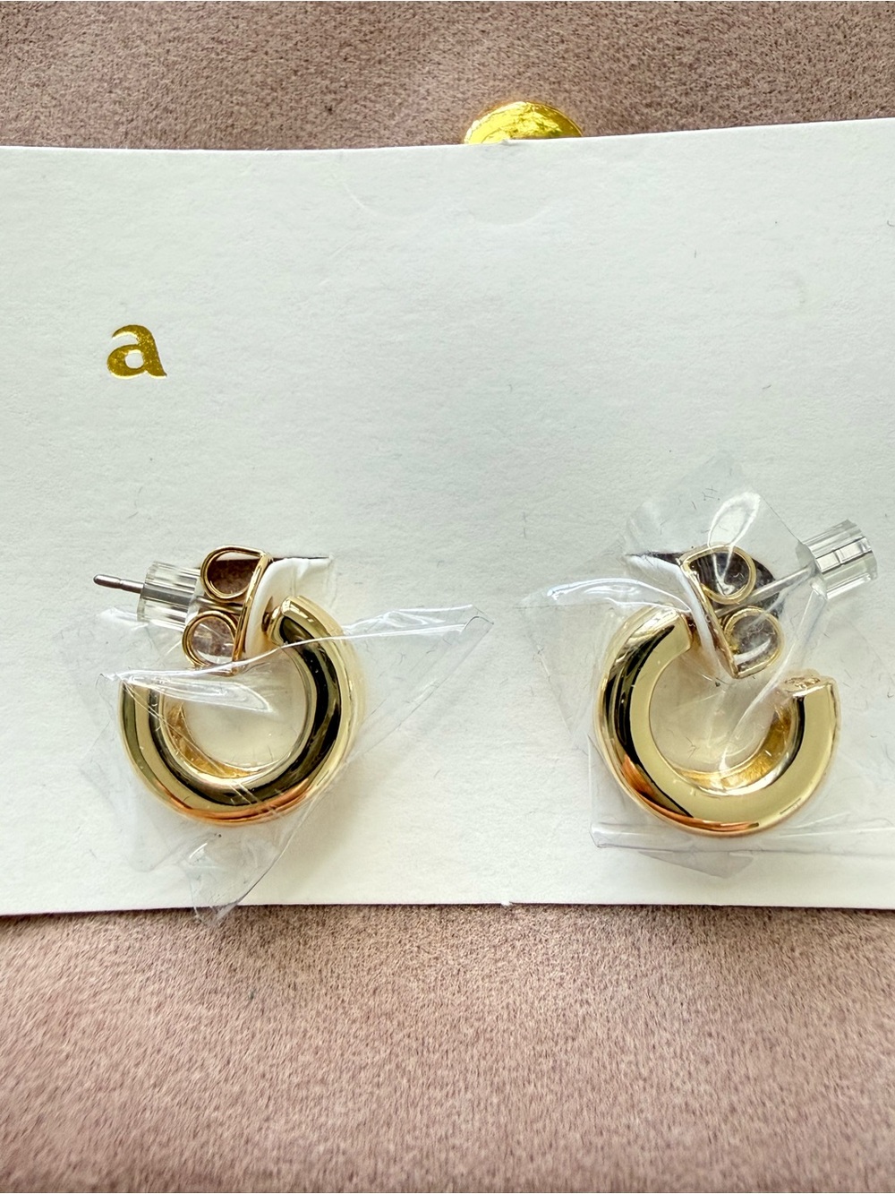 Ana Luisa Classic Gold Hoop Stud Earrings - new